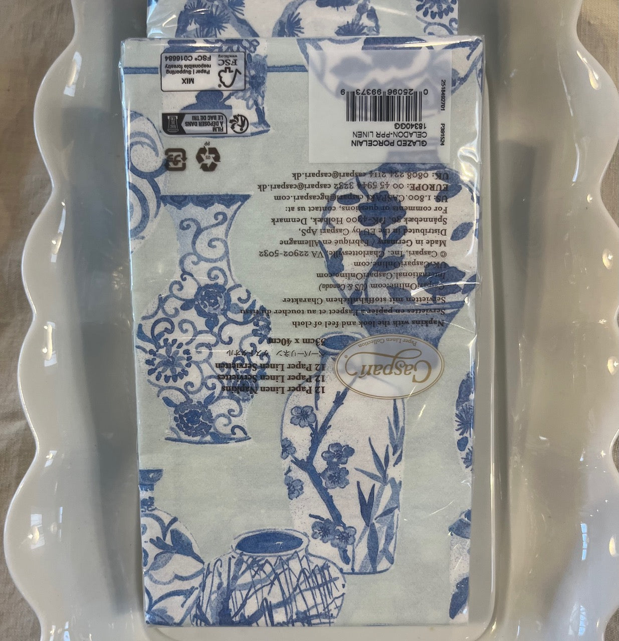 Glazed Porcelain Celadon Guest towel, luncheon rectangle paper napkins ( set of 20)