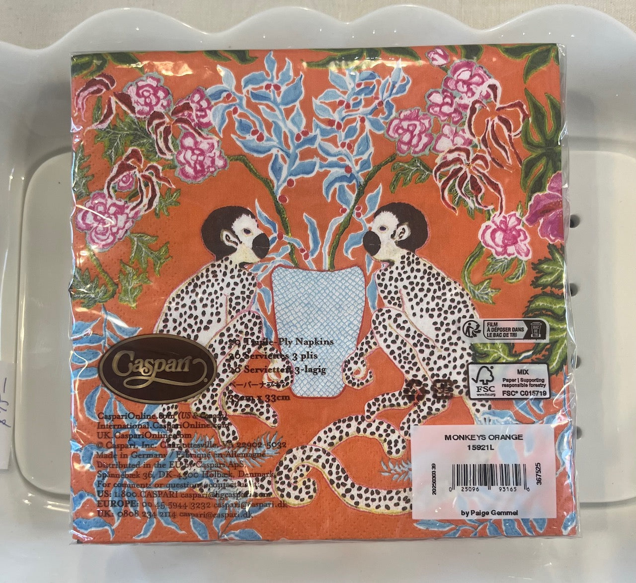 Monkeys Paper Luncheon Napkins in Orange ( set of 20)