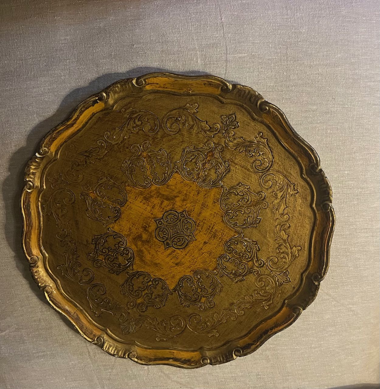 fa750 large Gold and burnt orange Italian tray