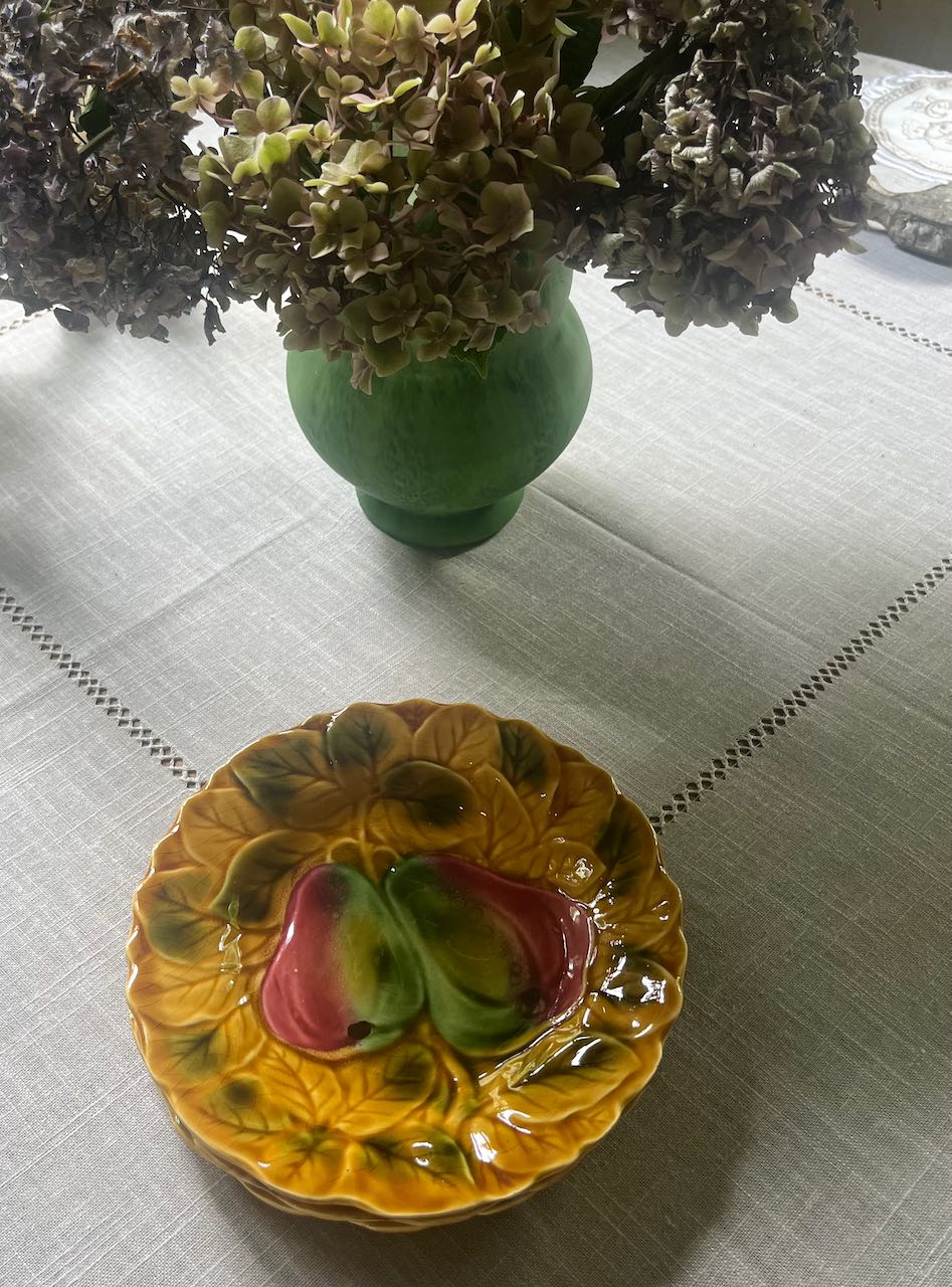 French Fruit plates, two different designs, each