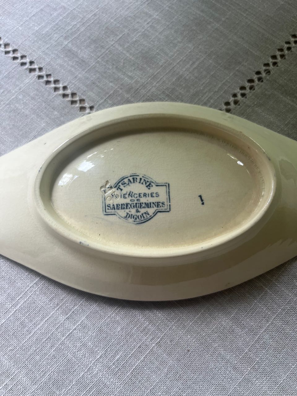 fa824 French antique oval serving plate