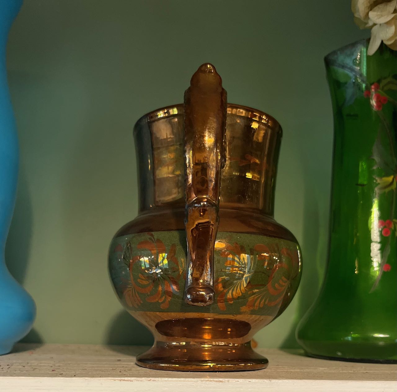 fa823 Beautiful English antique Luster Jug.