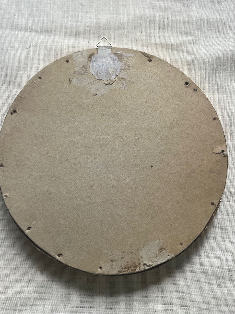 fa899 Small French antique tapestry in a gold frame