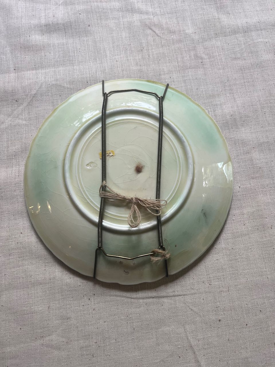 fa920 French antique Sarreguemines plate with hanger