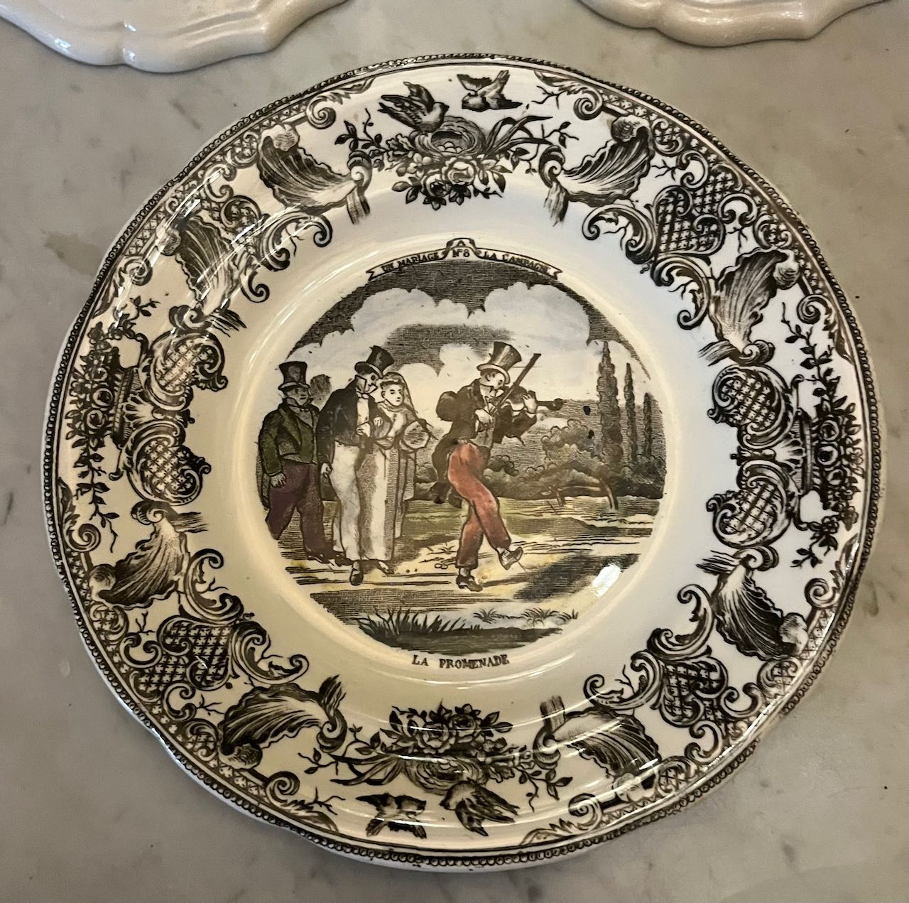 fa4725 black and white edged conversation plate