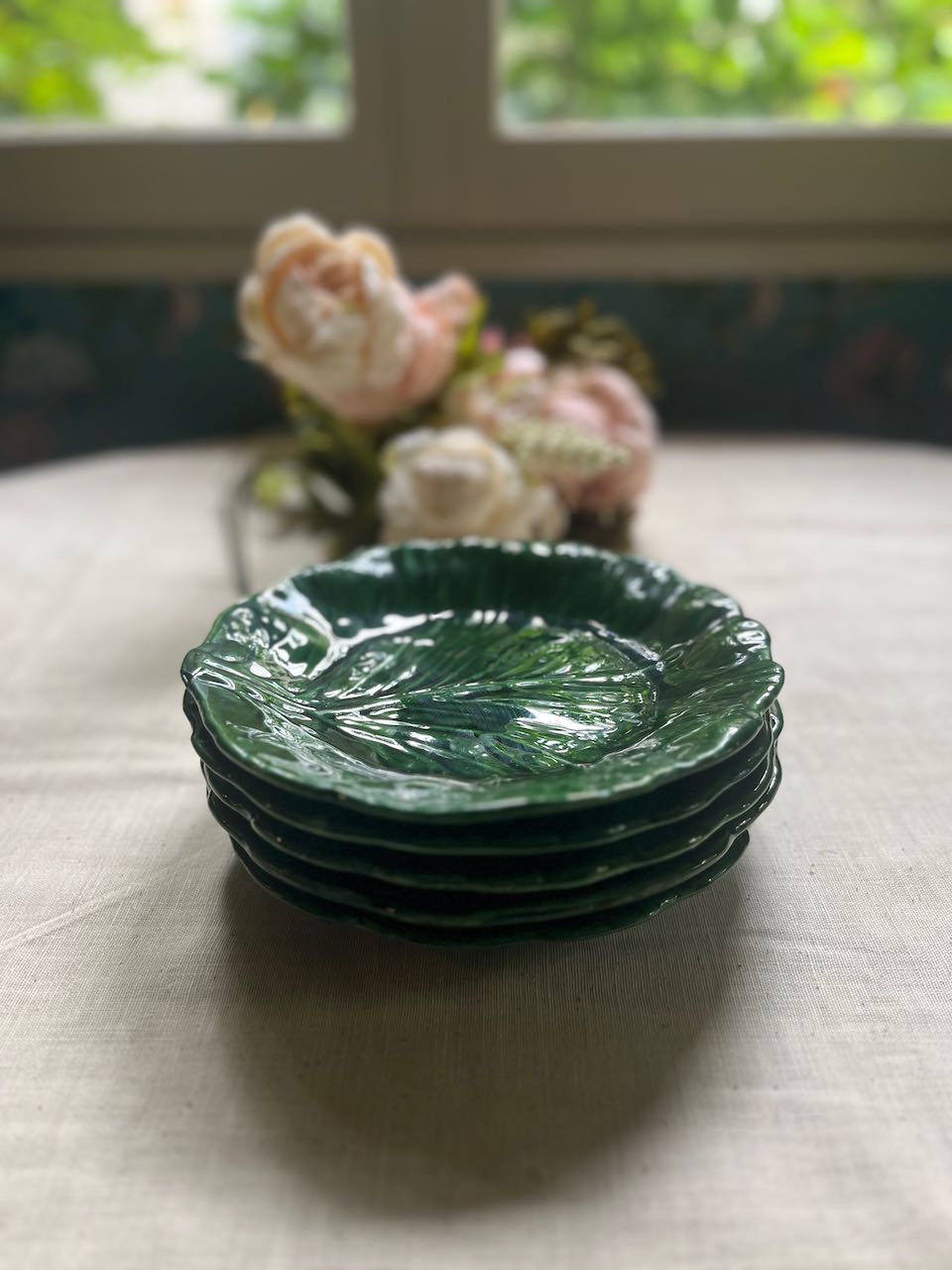 fa877 Grgeous cabbage leaf plate from Spain, have 5 ( each)