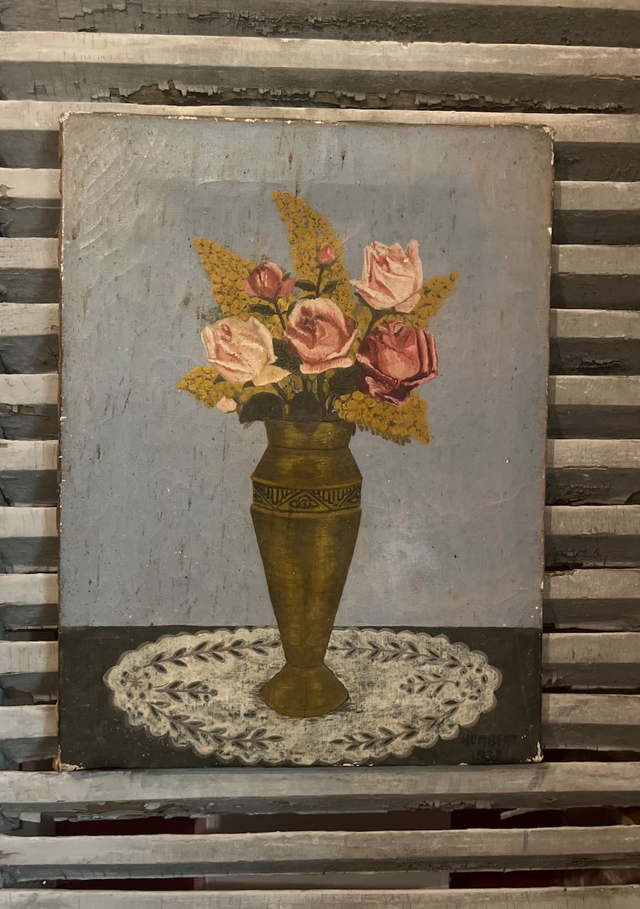 fa910 small French painting of flowers