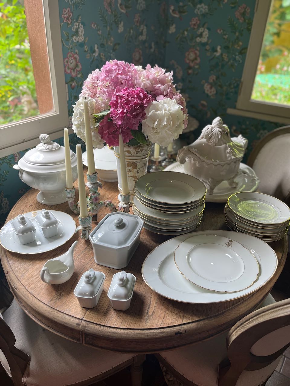 Fa4758 French antique gold banded porcelaine platter