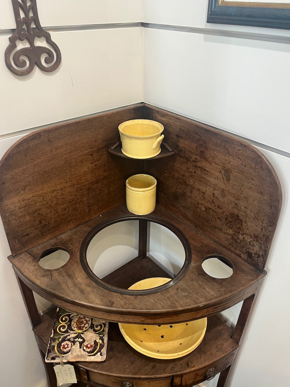 fa950 French antique corner washstand