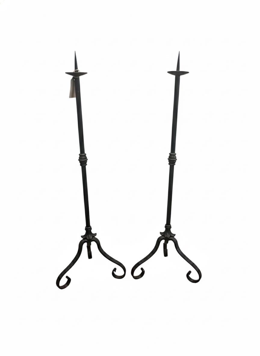 fa996 pair, Forged metal Candle holders, vintage