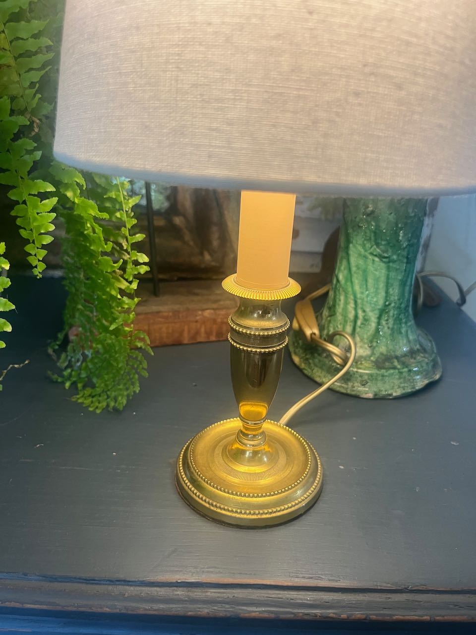 Pair of small brass French vintage Lamps. Re wired