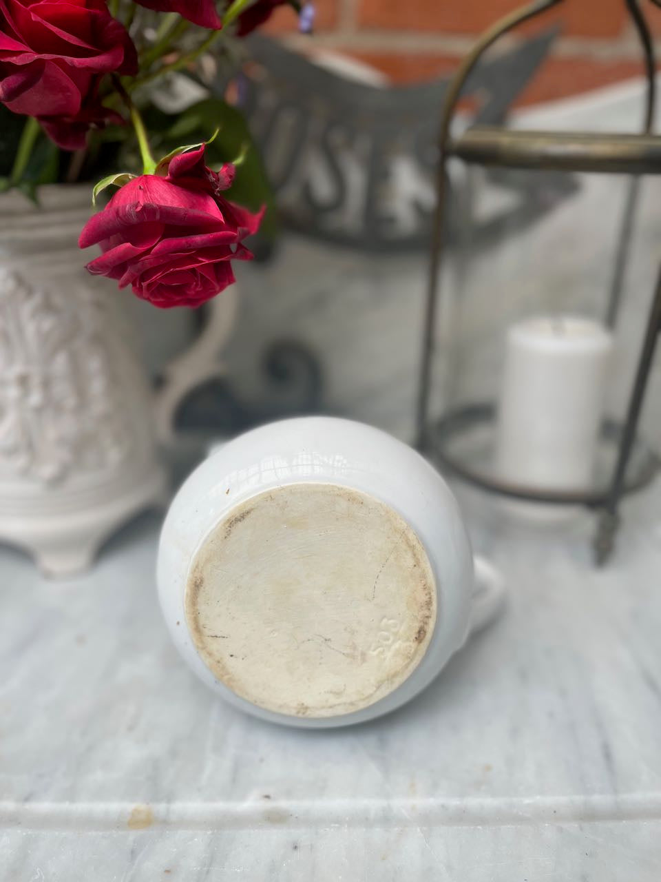 fa534 small white porcelain vintage french milk jug