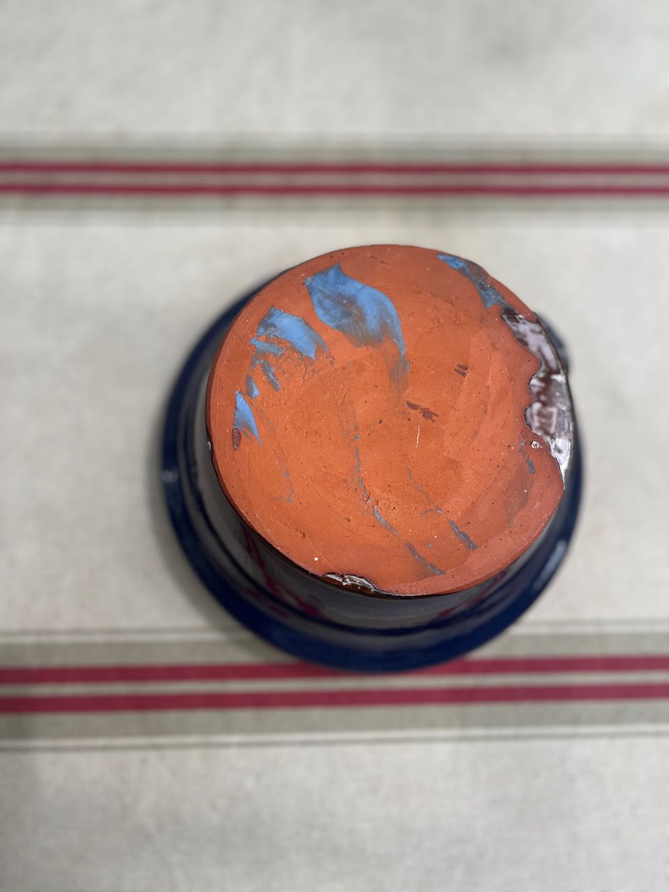 fa591 Blue handpainted small ceramic bowl, salad etc