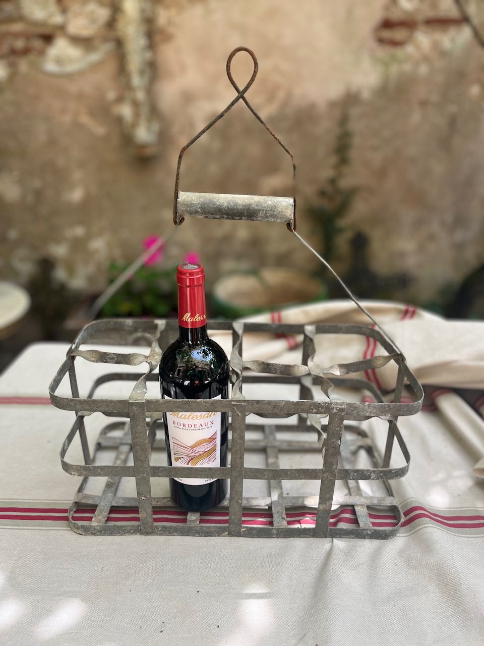 fa765 French vintage bottle holder