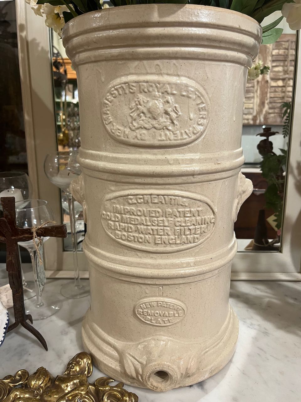 19th Century Glazed Stoneware Water Filter Pharmacy Display Item