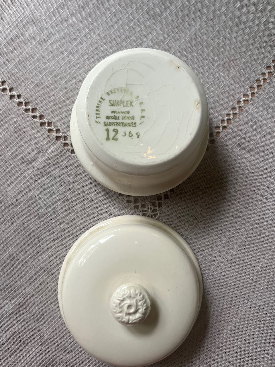 fa731 Rare ceramic french pate container