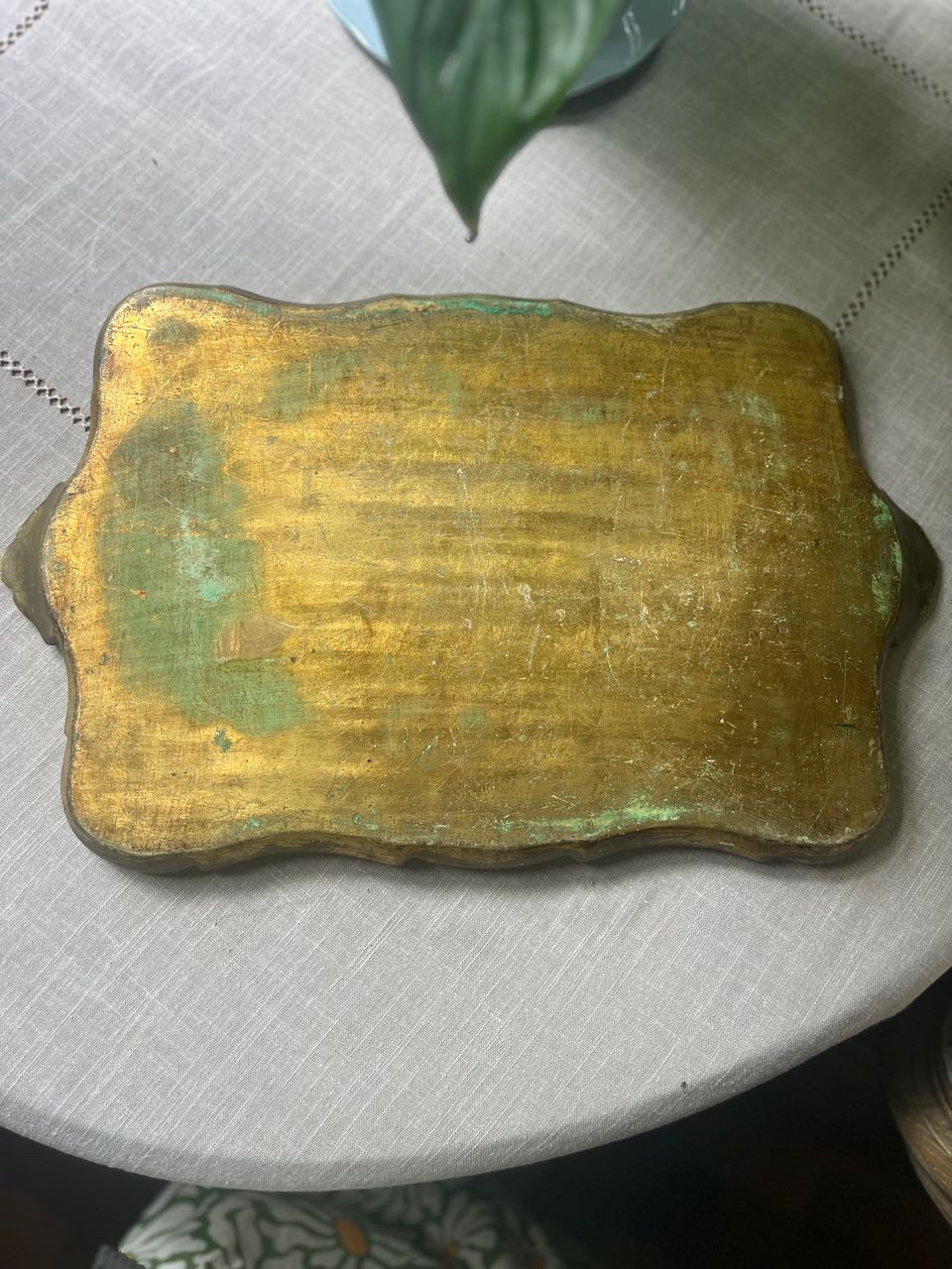 fa749 Gold and floral handpainted italian tray