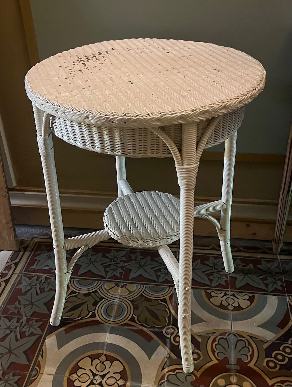 fa751 Vintage French cane side table