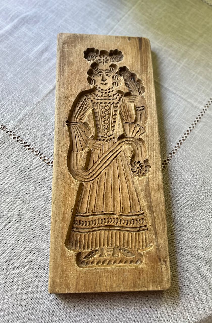 fa781 Large wooden vintage gingerbread mould, 2 sided