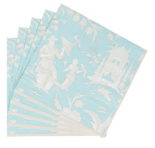Silk Road Toile Robin's Egg Luncheon Napkins - 20 Per Package
