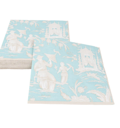Silk Road Toile Robin's Egg Luncheon Napkins - 20 Per Package