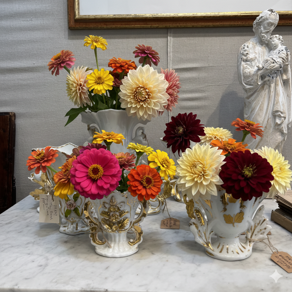 fa928 Gorgeous porcelain flower vases for bedsides etc.(each)