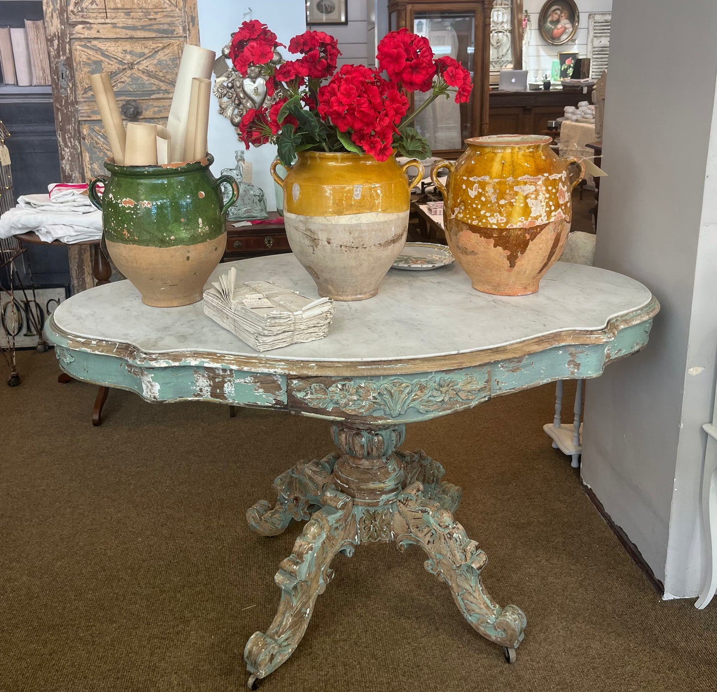 fa818 Large French Antique confit Pot