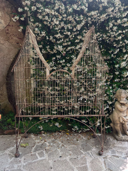 fa667 Large French Antique birdcage on stand