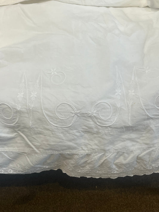 French antique monogram and hand embroidered sheet (linen)