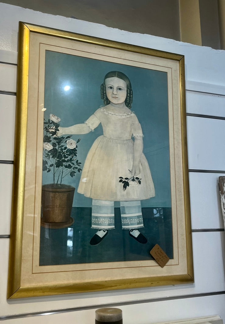 Samuel Miller Large Framed print by young girl with flowers (1960)