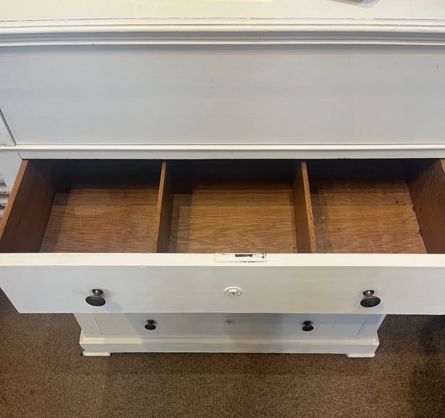 fa4521 Marble topped French antique  Commode with hood