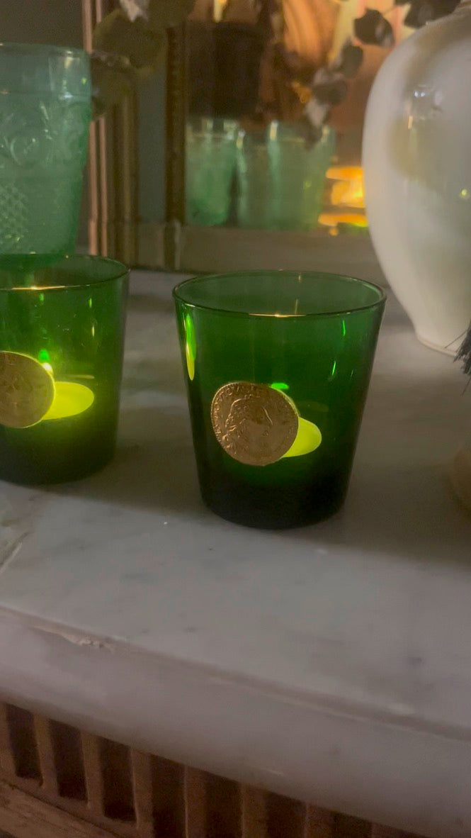 fa573 Stunning green glass from Dubonnet byrrh glasses (each)