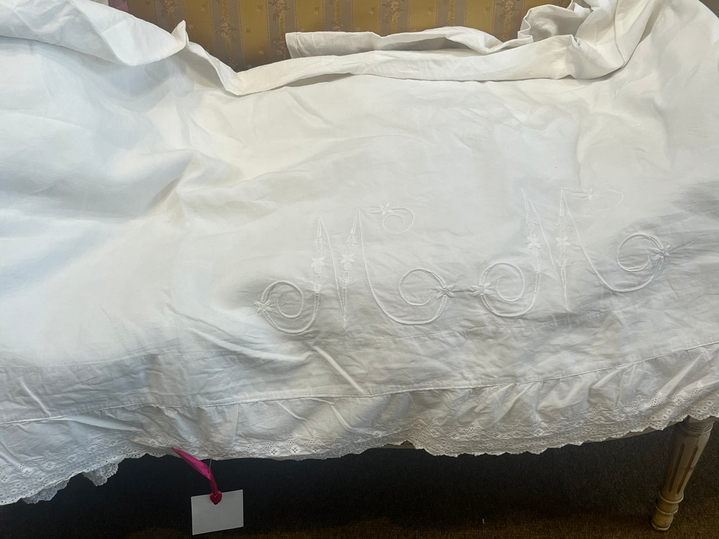 French antique monogram and hand embroidered sheet (linen)