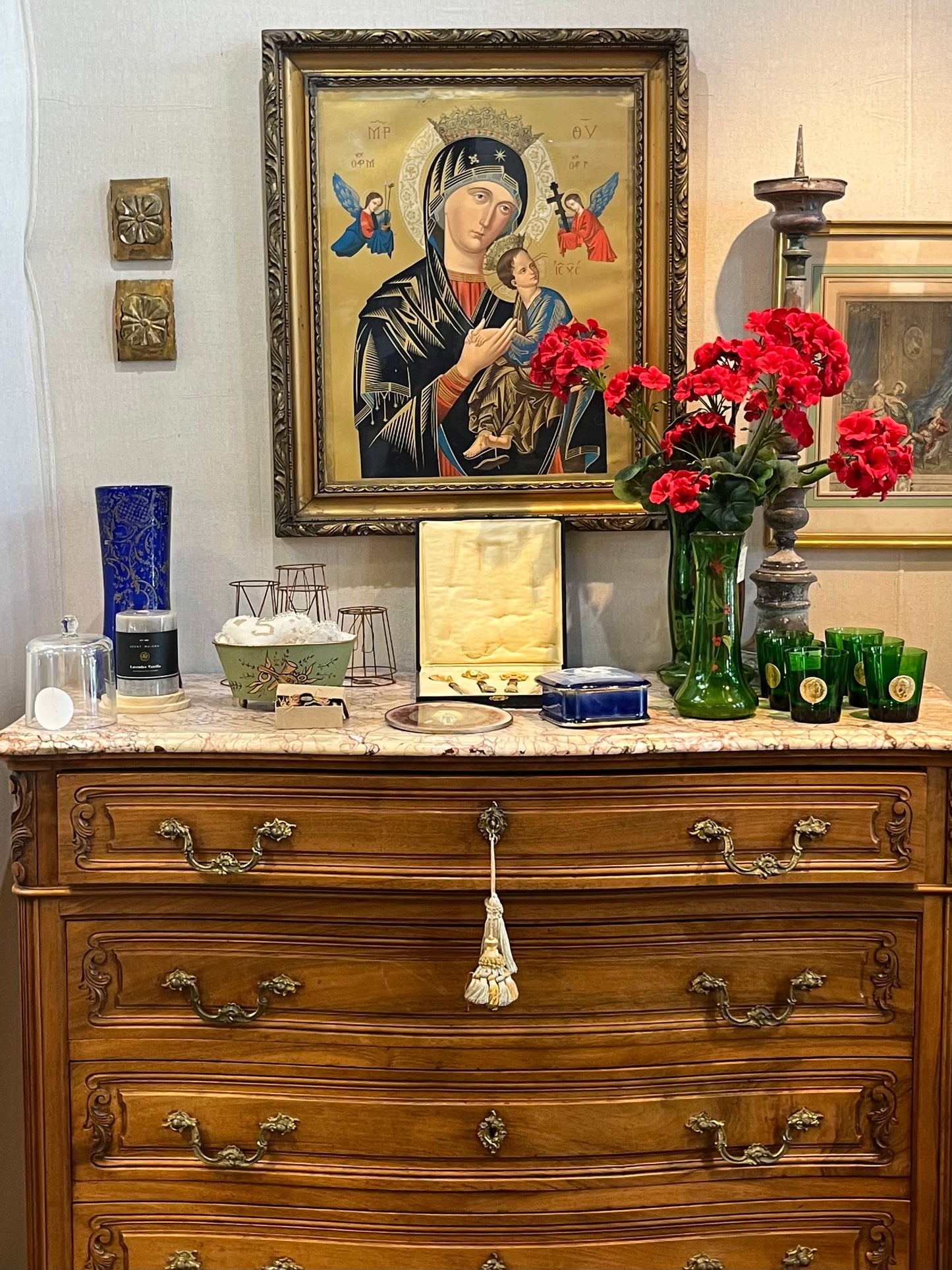 fa875 Framed Gold Madonna French vintage print