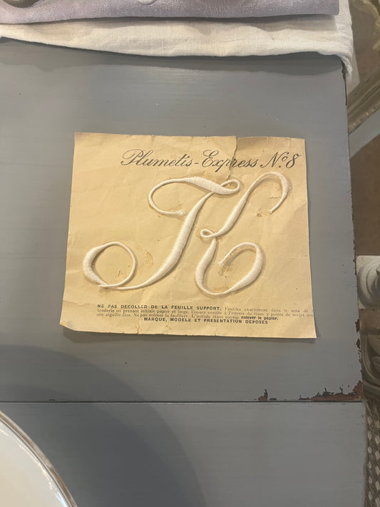 fa786 French vintage monogramed initials