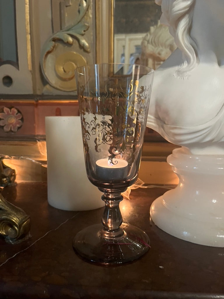 fa541 Large glass candle votive ( have 2)-each