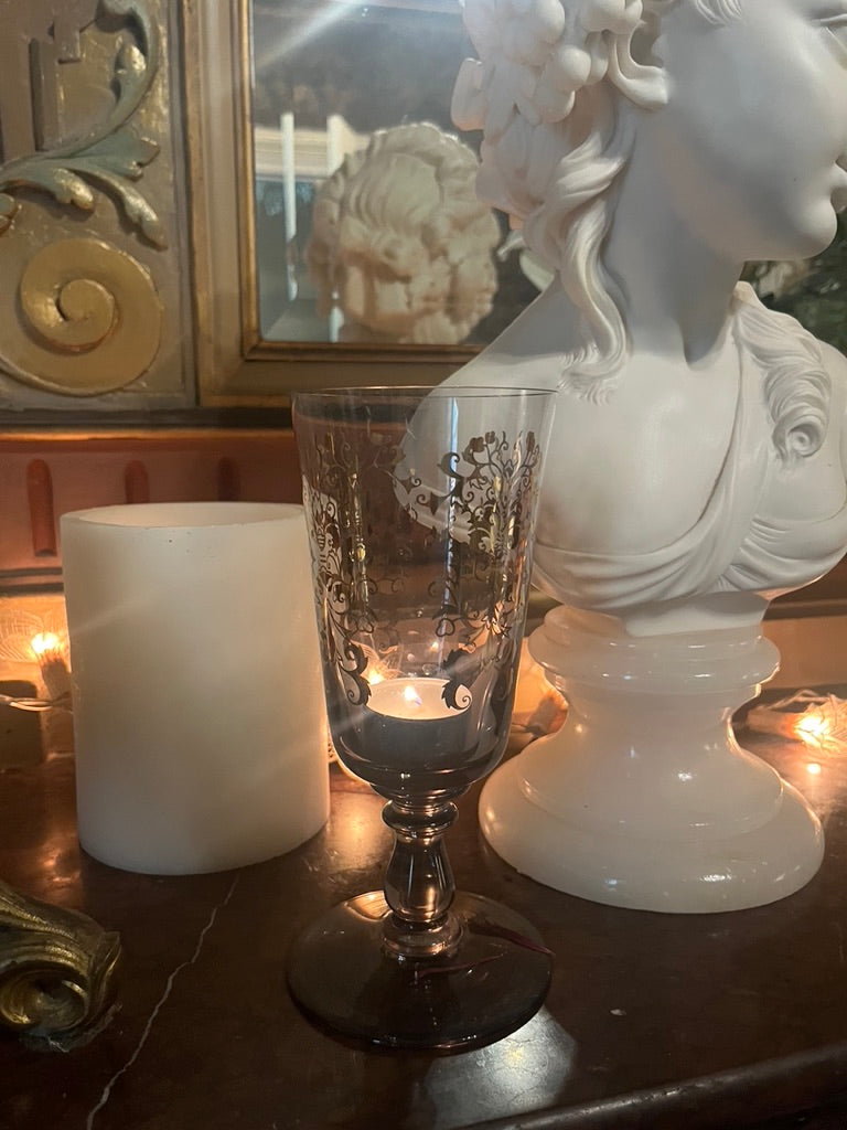 fa541 Large glass candle votive ( have 2)-each