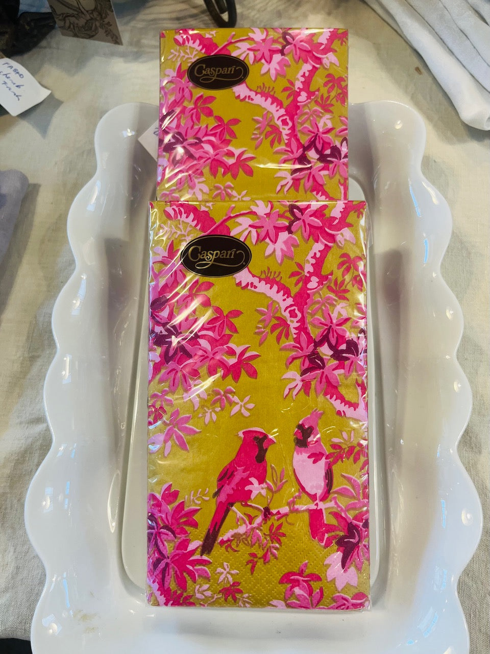 Scenic Songbirds Rose & Gold  luncheon rectangle  paper napkins ( set of 20)