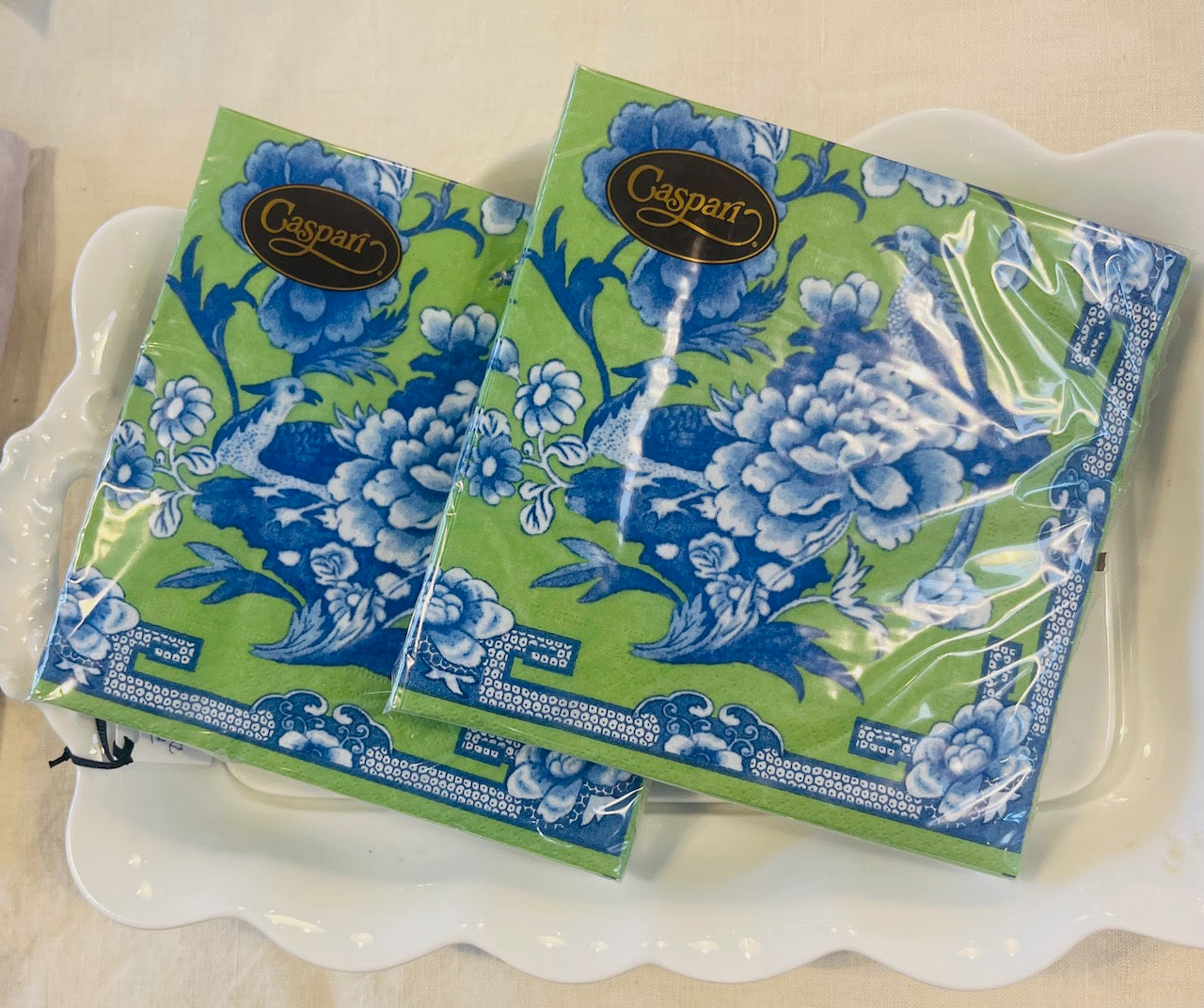 Green and Blue Plate Luncheon Napkin ( set of 20)