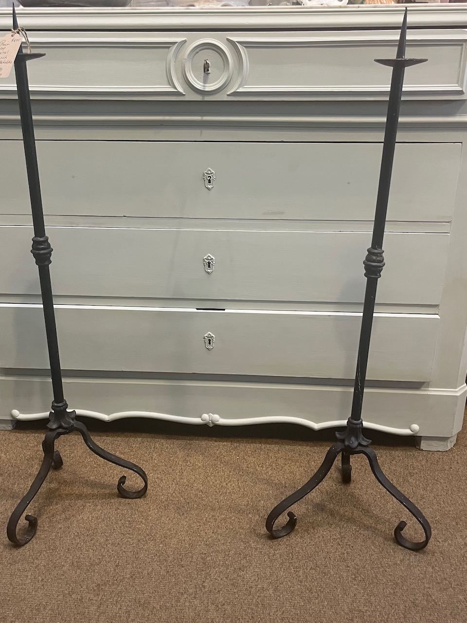 fa996 pair, Forged metal Candle holders, vintage