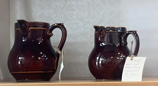 fa606 Treacly coloured French antique jug with a side handle