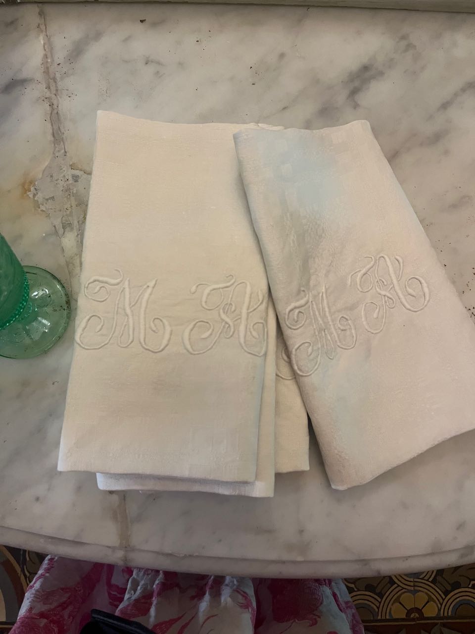 fa563 Set 6 large french antique napkins (set 6)