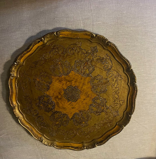 fa750 large Gold and burnt orange Italian tray