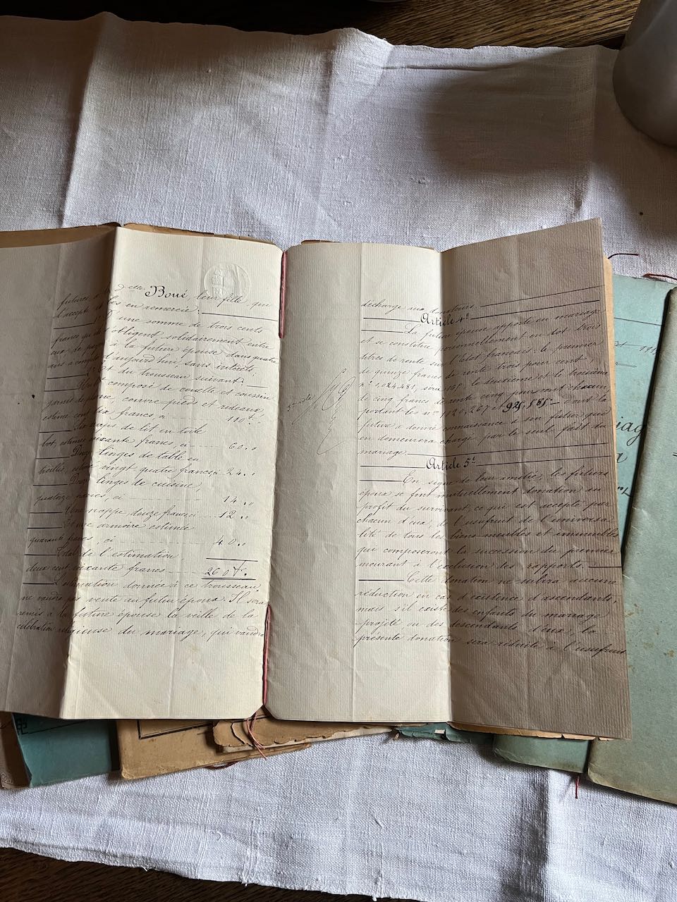fa4645 French paper, marriage, notaire from the 1800's (each journal)