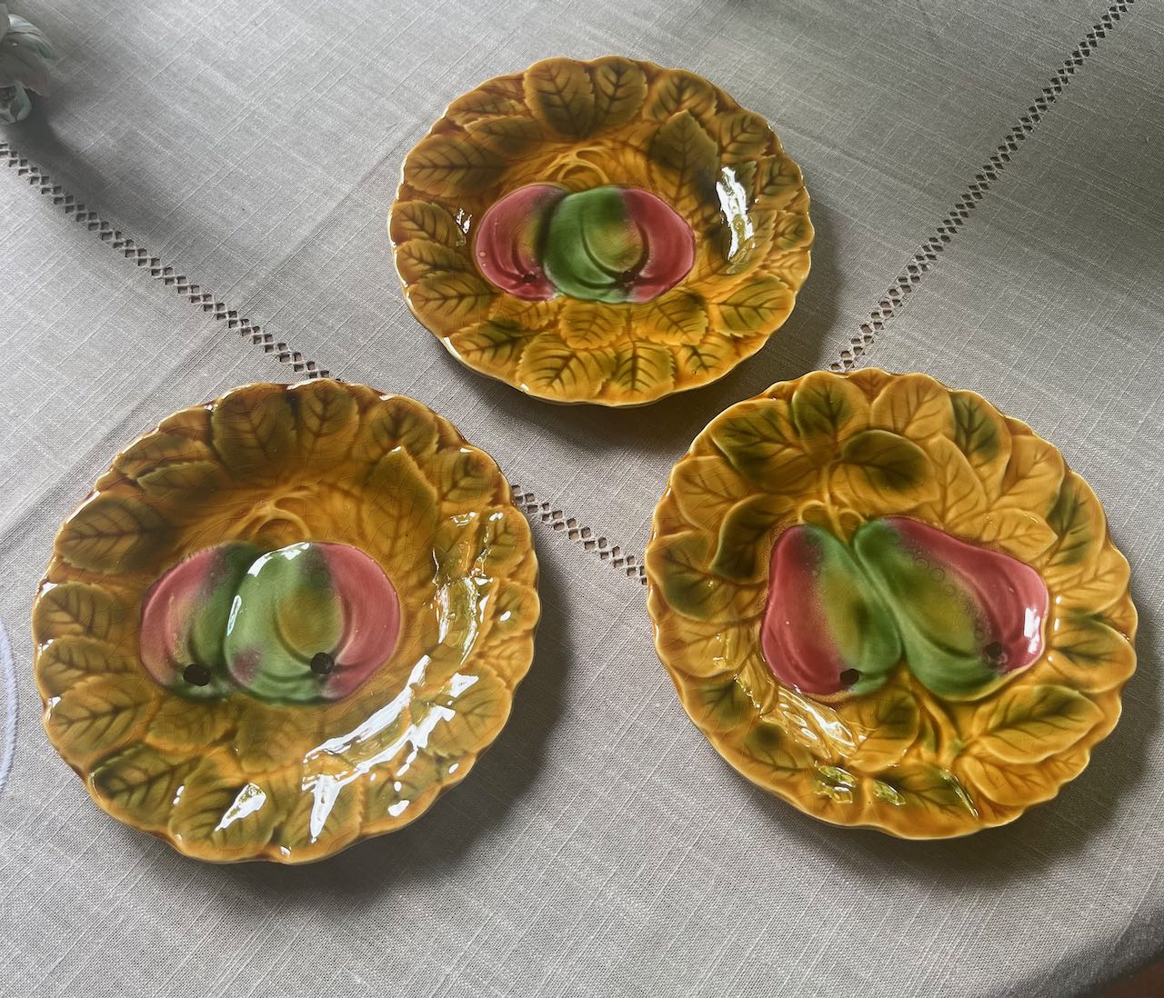French Fruit plates, two different designs, each