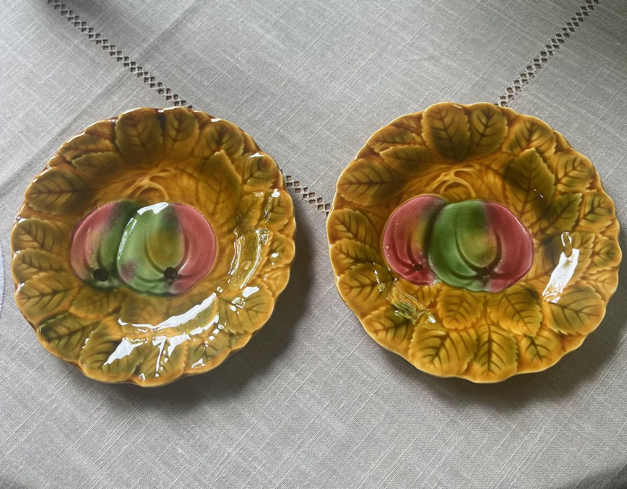 French Fruit plates, two different designs, each