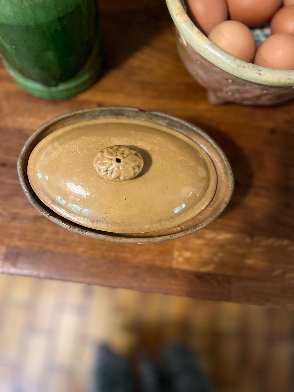 fa822 Small French antique tureen for pate