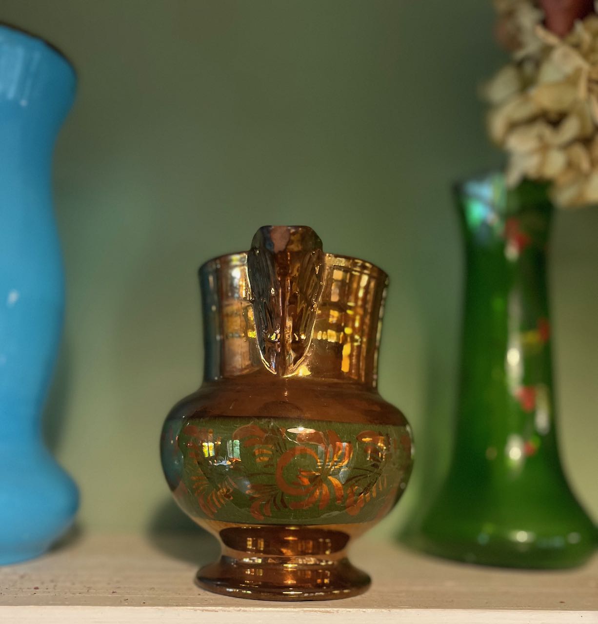 fa823 Beautiful English antique Luster Jug.