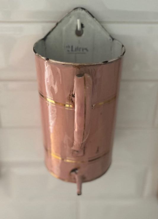 fa849 Pink and gold French wall planter, upcycled