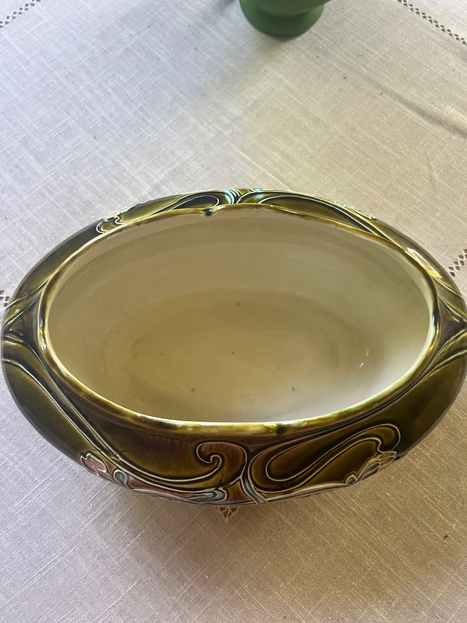 fa845 1920's perfect condition French Barbotine vase from Gustave de bruyn